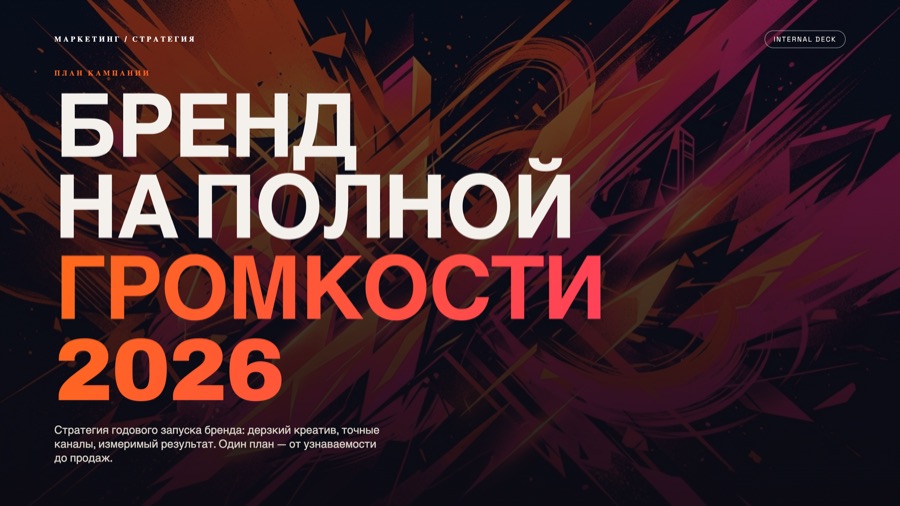 Слайд «Бренд на полной громкости 2026» из годового плана